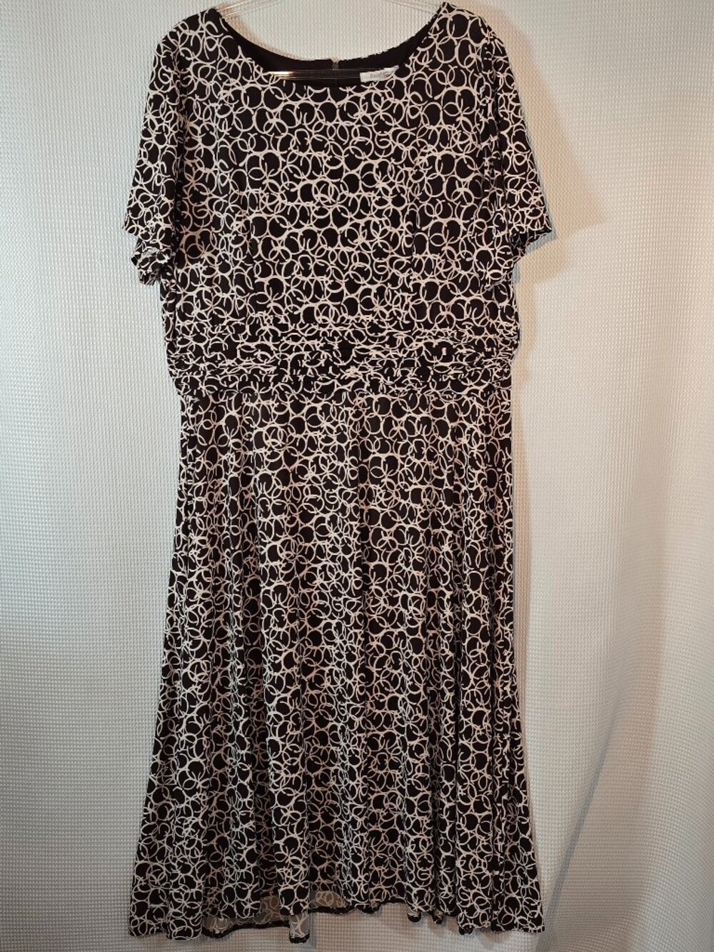 Chic Geometric Midi Dressbarn 20W Brown Cream Dress